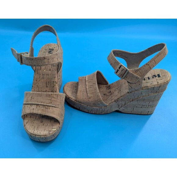 Korks Bardot II Sandal Size 10 Block Heel Platform Retro Cork Brown Vegan NEW - Picture 2 of 8